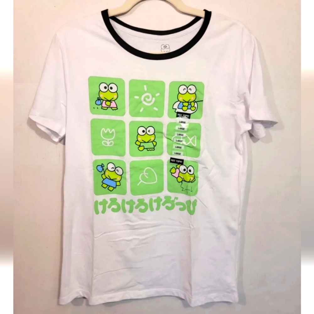 Hot Topic Keroppi Green Frog T-shirt Top Sz Large New NWT Sanrio Unisex Cotton